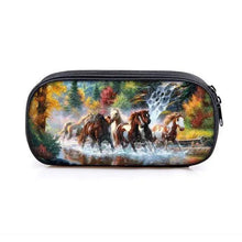 将图片加载到图库查看器,Vintage Cartoon Print Students Pencil Case Classic Theme Makeup Cosmetic Bags Elegant Stationery Pouch