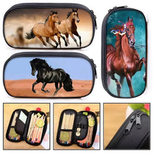 将图片加载到图库查看器,Vintage Cartoon Print Students Pencil Case Classic Theme Makeup Cosmetic Bags Elegant Stationery Pouch