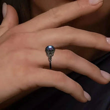 Load image into Gallery viewer, Vintage Gothic Style Synthetic Rainbow Stone Ring with Imitation Black Zirconia