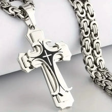 Load image into Gallery viewer, Vintage-Inspired Men's Flat Handmade Cross Pendant Necklace