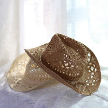 Load image into Gallery viewer, Vintage Straw Cowboy Hat Hand Made Beach Straw Hat Summer Outdoor Men's And Women's Big Brim Sun Hat Elegant Party Cap Sun Protection Unisex Hats Breathable Hat