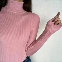 将图片加载到图库查看器,Vintage Style Autumn Winter Thick Sweater For Women Knitted Ribbed Pullover Sweater Long Sleeve Turtleneck Slim Jumper Soft Warm Pullover