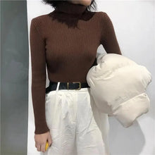 将图片加载到图库查看器,Vintage Style Autumn Winter Thick Sweater For Women Knitted Ribbed Pullover Sweater Long Sleeve Turtleneck Slim Jumper Soft Warm Pullover