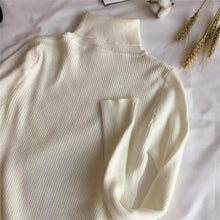 将图片加载到图库查看器,Vintage Style Autumn Winter Thick Sweater For Women Knitted Ribbed Pullover Sweater Long Sleeve Turtleneck Slim Jumper Soft Warm Pullover