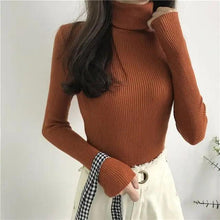 将图片加载到图库查看器,Vintage Style Autumn Winter Thick Sweater For Women Knitted Ribbed Pullover Sweater Long Sleeve Turtleneck Slim Jumper Soft Warm Pullover