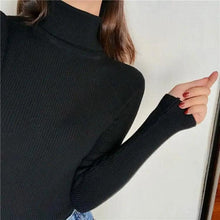 将图片加载到图库查看器,Vintage Style Autumn Winter Thick Sweater For Women Knitted Ribbed Pullover Sweater Long Sleeve Turtleneck Slim Jumper Soft Warm Pullover