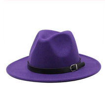 Load image into Gallery viewer, Vintage Winter Autumn Woolen Women Men Belt Buckle Fedora Hat Classic Wide Brim Floppy Hat Retro Warm Top Hat Vintage Cap Women Fedoras Durable Hat