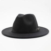 Load image into Gallery viewer, Vintage Winter Autumn Woolen Women Men Belt Buckle Fedora Hat Classic Wide Brim Floppy Hat Retro Warm Top Hat Vintage Cap Women Fedoras Durable Hat