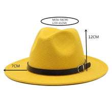 Load image into Gallery viewer, Vintage Winter Autumn Woolen Women Men Belt Buckle Fedora Hat Classic Wide Brim Floppy Hat Retro Warm Top Hat Vintage Cap Women Fedoras Durable Hat