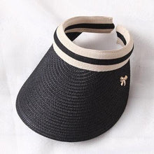 Load image into Gallery viewer, Vintage Women's Sun Hats Handmade Straw Visor Caps Fashionable Adult Sun Beach Top Hats Cute Bowknot Design Fashion Summer Women's Casual Caps Straw Hats Parent-Child Summer Hat Empty Top Beach Hat