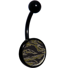 将图片加载到图库查看器,Tiger Camo Print Black Belly Ring
