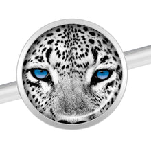 Load image into Gallery viewer, 14G Black White Leopard Eyes Industrial Barbell 37mm