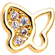 Load image into Gallery viewer, 20G 1/4 Clear CZ Gem Gold Tone Half Paved Butterfly Nose Bone