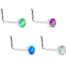 Load image into Gallery viewer, Multi Color 3mm Synthetic Opal Press Fit L Shaped Nose Ring 4 Pack Set