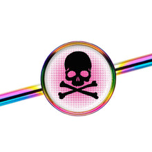 Load image into Gallery viewer, 14G Pink Rainbow Skull Rainbow Industrial Barbell 37mm