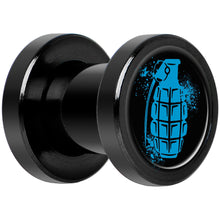 将图片加载到图库查看器,Blue Grenade Black Anodized Screw Fit Plug Set 2G