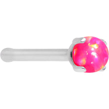 Load image into Gallery viewer, 20G Pink Faux Opal Pronged Stainless Steel Nose Bone