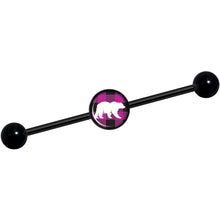 Load image into Gallery viewer, 14G Pink Black Plaid Polar Bear Black Industrial Barbell 37mm