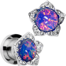 Load image into Gallery viewer, Purple Faux Opal Wild Flower Screw Fit Tunnel Plug Set 0G to 1"