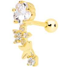 Load image into Gallery viewer, 1/4 Clear CZ Gem Gold Tone Anodized Cascade Right Cartilage Earring