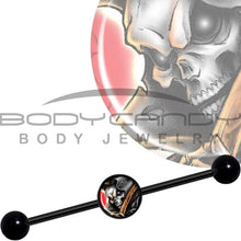 Load image into Gallery viewer, 14G Wake the Dead Grim Reaper Halloween Black Industrial Barbell 37mm