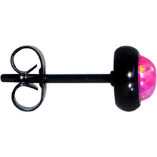 Load image into Gallery viewer, Red Synthetic Opal Black IP 316L Surgical Steel Stud Earrings