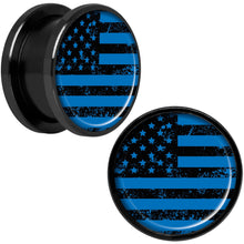Load image into Gallery viewer, Blue American Flag Black Anodized Screw Fit Plug Set 5/8