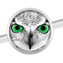 Load image into Gallery viewer, 14G Black White Owl Industrial Barbell 37mm