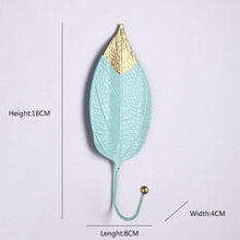 Load image into Gallery viewer, Wall Coat Rack Clothes Hanger Home Decoration Accessories Wall Hooks for Hanging Clothes Blue Leaves/Golden Leaves Home Storage Decorative Leaves Iron Hooks Tropic Plant Wall Mounted Single Clothes Hangers Decorative Hanger Hanging Hooks