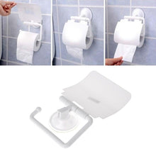 Load image into Gallery viewer, Wall Mounted Plastic Suction Cup Bathroom Toilet Paper Roll Holder With Cover Toilet Tissue Roll Holders Dispenser And Hangers Wall Mounted For Bathroom And Kitchen