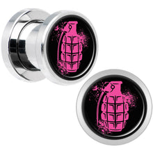 Load image into Gallery viewer, Pink Grenade Steel Screw Fit Plug Set 0G