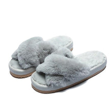 将图片加载到图库查看器,Warm Fluffy Slippers Women Cozy Faux Fur Cross Indoor Floor Slides Flat Soft Furry Flip Flops Fuzzy Slippers Cross Band Fluffy Slippers Faux Fur Slippers Plush House Open Toe Cozy Slippers For Women