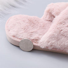 将图片加载到图库查看器,Warm Fluffy Slippers Women Cozy Faux Fur Cross Indoor Floor Slides Flat Soft Furry Flip Flops Fuzzy Slippers Cross Band Fluffy Slippers Faux Fur Slippers Plush House Open Toe Cozy Slippers For Women