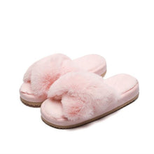 将图片加载到图库查看器,Warm Fluffy Slippers Women Cozy Faux Fur Cross Indoor Floor Slides Flat Soft Furry Flip Flops Fuzzy Slippers Cross Band Fluffy Slippers Faux Fur Slippers Plush House Open Toe Cozy Slippers For Women