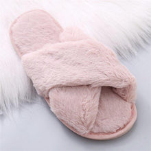 将图片加载到图库查看器,Warm Fluffy Slippers Women Cozy Faux Fur Cross Indoor Floor Slides Flat Soft Furry Flip Flops Fuzzy Slippers Cross Band Fluffy Slippers Faux Fur Slippers Plush House Open Toe Cozy Slippers For Women