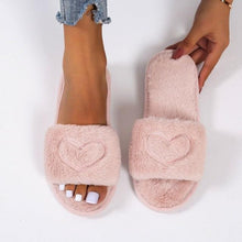 Load image into Gallery viewer, Warm Fluffy Slippers Women Faux Fur Slipper Indoor Floor Slides Flat Soft Furry House Warm Comfortable Fuzzy Furry Bedroom Slippers Indoor Cozy Memory Foam Anti-Slip Flip Flops