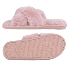 Load image into Gallery viewer, Warm Fluffy Slippers Women Faux Fur Slipper Indoor Floor Slides Flat Soft Furry House Warm Comfortable Fuzzy Furry Bedroom Slippers Indoor Cozy Memory Foam Anti-Slip Flip Flops