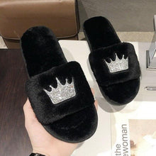 Load image into Gallery viewer, Warm Fluffy Slippers Women Faux Fur Slipper Indoor Floor Slides Flat Soft Furry House Warm Comfortable Fuzzy Furry Bedroom Slippers Indoor Cozy Memory Foam Anti-Slip Flip Flops