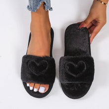 Load image into Gallery viewer, Warm Fluffy Slippers Women Faux Fur Slipper Indoor Floor Slides Flat Soft Furry House Warm Comfortable Fuzzy Furry Bedroom Slippers Indoor Cozy Memory Foam Anti-Slip Flip Flops