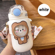 Load image into Gallery viewer, Water Bottle For Children 700ML Cute Stickers With Straw Temperature Kawaii Plastic Cup Portable Student School Bottle Girl Boy Water Bottles with Straw and Strap Cute Water Bottles Cartoon Animal Plastic Drinking Bottle Leakproof Water Bottle
