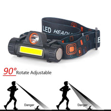 Load image into Gallery viewer, Waterproof 2 Light Mode USB LED Headlight With Magnet Rechargeable Headlamp Built-in 18650 Battery Flashlight COB Work Light For Outdoor Camping Cycling Fishing Headlamp Flashlight