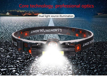 Load image into Gallery viewer, Waterproof 2 Light Mode USB LED Headlight With Magnet Rechargeable Headlamp Built-in 18650 Battery Flashlight COB Work Light For Outdoor Camping Cycling Fishing Headlamp Flashlight