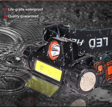 Load image into Gallery viewer, Waterproof 2 Light Mode USB LED Headlight With Magnet Rechargeable Headlamp Built-in 18650 Battery Flashlight COB Work Light For Outdoor Camping Cycling Fishing Headlamp Flashlight