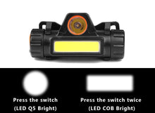 Load image into Gallery viewer, Waterproof 2 Light Mode USB LED Headlight With Magnet Rechargeable Headlamp Built-in 18650 Battery Flashlight COB Work Light For Outdoor Camping Cycling Fishing Headlamp Flashlight