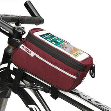 Load image into Gallery viewer, Waterproof Bicycle Bag Nylon Bike Cycling Cell Mobile Phone Bag Case Bicycle Front Tube Bags Accessories Bike Phone Front Frame Bag Bicycle Bag Waterproof Bike Phone Mount Bag Bike Phone Case Holder Accessories Cycling Pouch Compatible With Phone