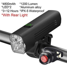 将图片加载到图库查看器,Waterproof Bike Light Set USB High/Low Beam Bicycle Lamp Headlight LED Cycling Flashlight Super Bright Bicycle Front Headlight 5 Light Modes Large Capacity Battery With Power Bank Function 1000 Lumen