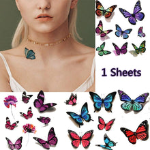 Load image into Gallery viewer, Waterproof Colorful Butterfly Temporary 3D Stickers Body Tattoos Various Styles For Womens