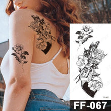 Load image into Gallery viewer, Waterproof Temporary Black Tattoo Sticker Peony Flower Snake Sketch Luxury Big Tattoo For Womens