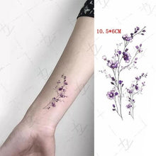 将图片加载到图库查看器,Waterproof Temporary Tattoo Lavender Stickers Butterfly Flower Luxury Small Tattoo For Body Arm
