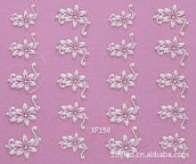 将图片加载到图库查看器,Waterproof Water Transfer Nails Art Sticker Fashion 3D Flower Design Girl And Women Manicure Tools Nail Decoration Decals Decorations Luxurious Nail Art Decoration White Feather Lace Flower Leaf Carving Design Exquisite Pattern Nail Art Supplies
